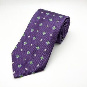 ⚜️ Brooks Brothers ⚜️ 100% SILK Purple Neck Tie with Green and White Pattern